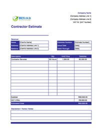 contractor estimate template south africa