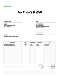 deposit invoice template South Africa
