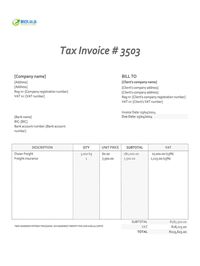 freight invoice template South Africa