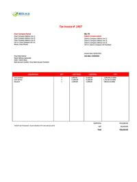 hvac invoice template with bank details south africa