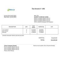 monthly non vat invoice template south africa