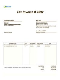 prepayment invoice template South Africa