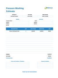 pressure washing estimate template south africa