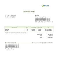 rental invoice template south africa