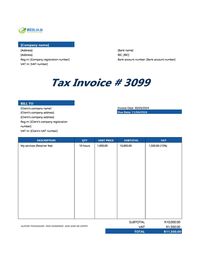 retainer invoice template South Africa