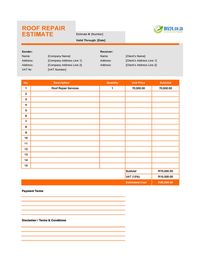 roof repair estimate template south africa