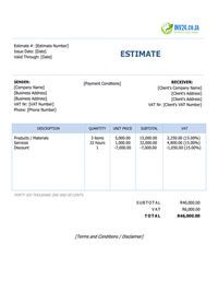 simple estimate template south africa