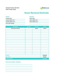 snow removal estimate template south africa