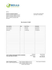 home renovation south african html invoice template 