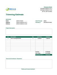 trimming estimate template south africa