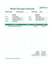 water damage estimate template south africa
