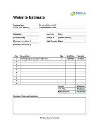 website estimate template south africa
