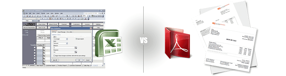 Excel vs pdf invoice