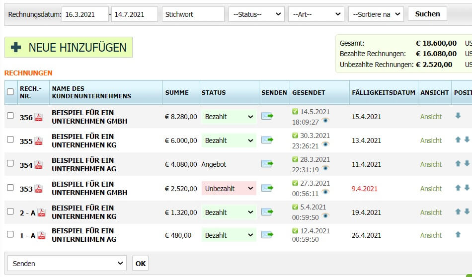 Rechnungsprogramm mit Kundenmanagement für Österreich