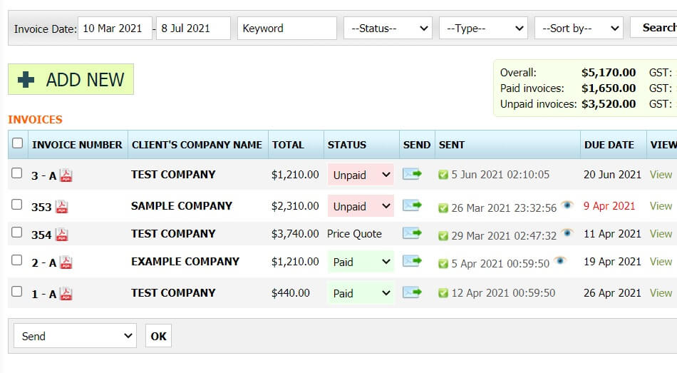 Simple invoice software