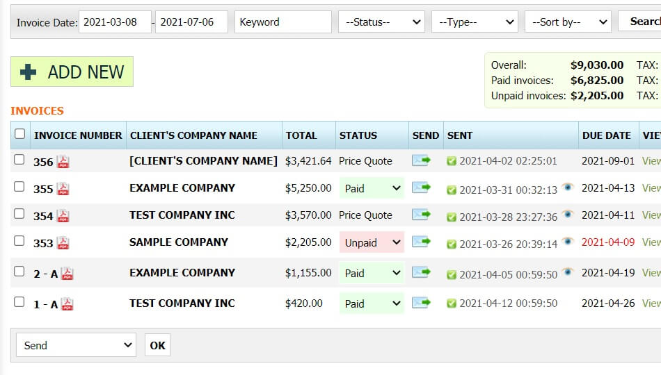 Digital agency invoice software for Canada