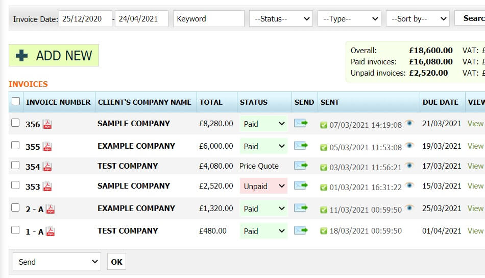 Free Lawn care invoice software UK