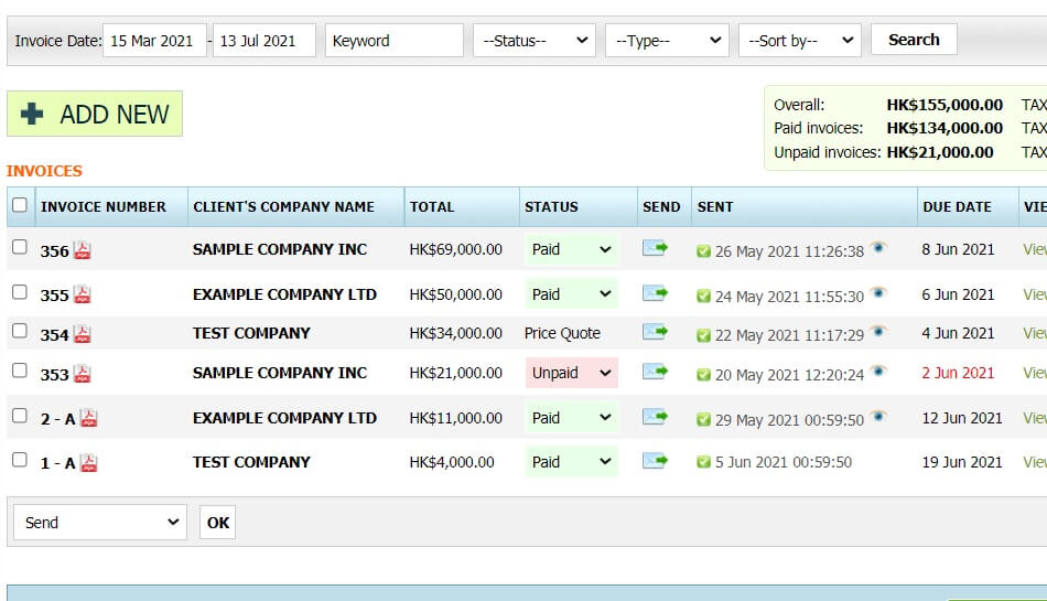 Recurring invoice software for Hong Kong