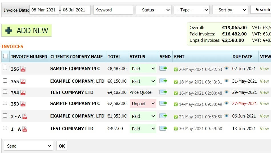 Tire shop invoice software for Ireland