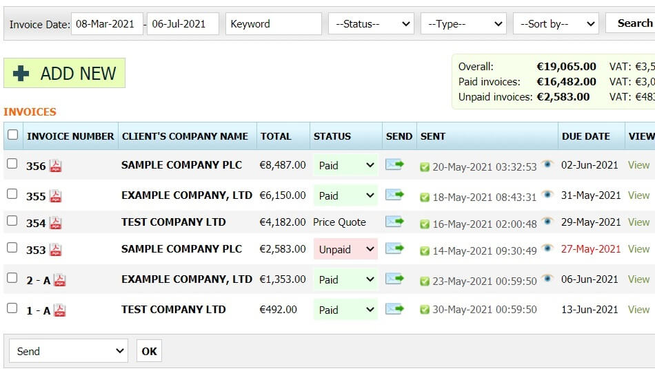 Free Recruitment agency invoice software for Ireland