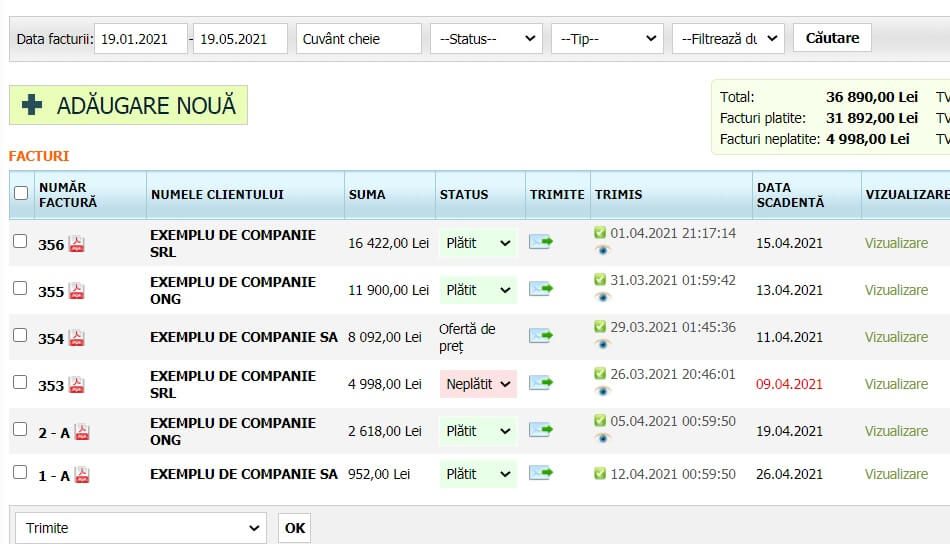 Program simplu de facturare