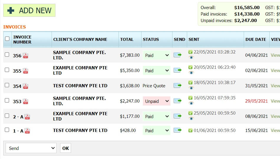 Publisher invoice software for Singapore