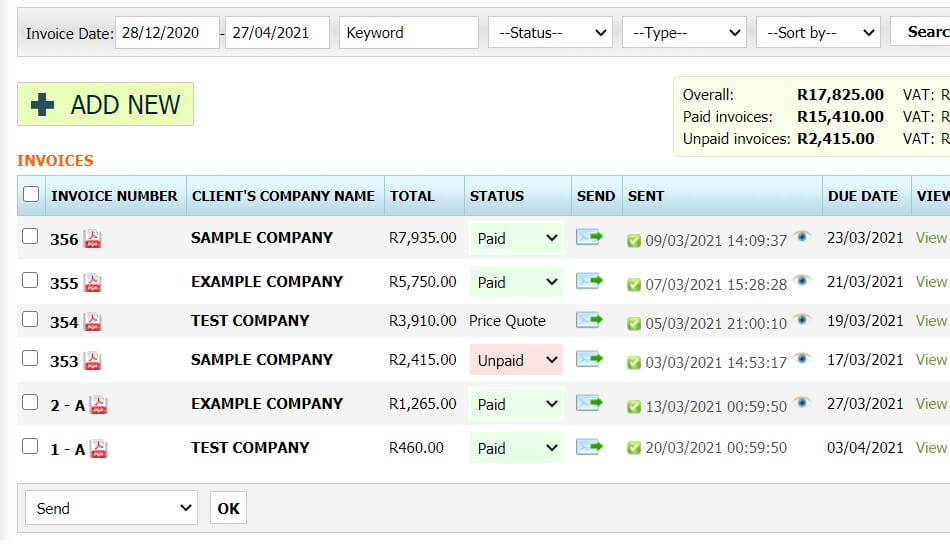 Free Logistics invoice software for South Africa