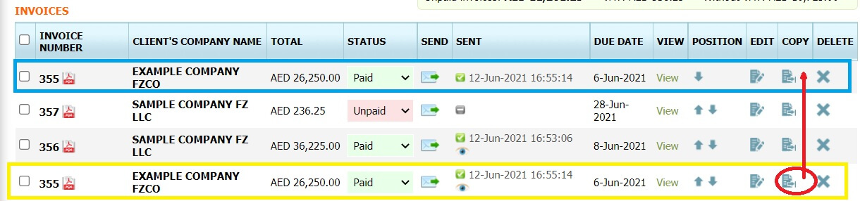 how to copy invoice
