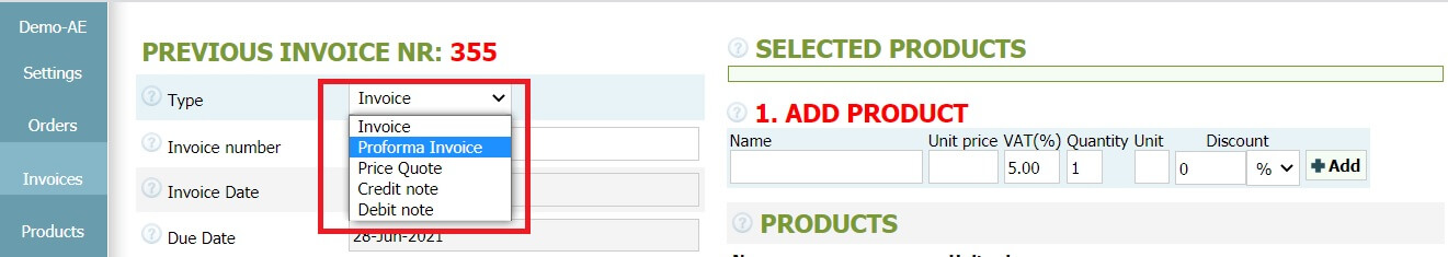 How to create a proforma invoice