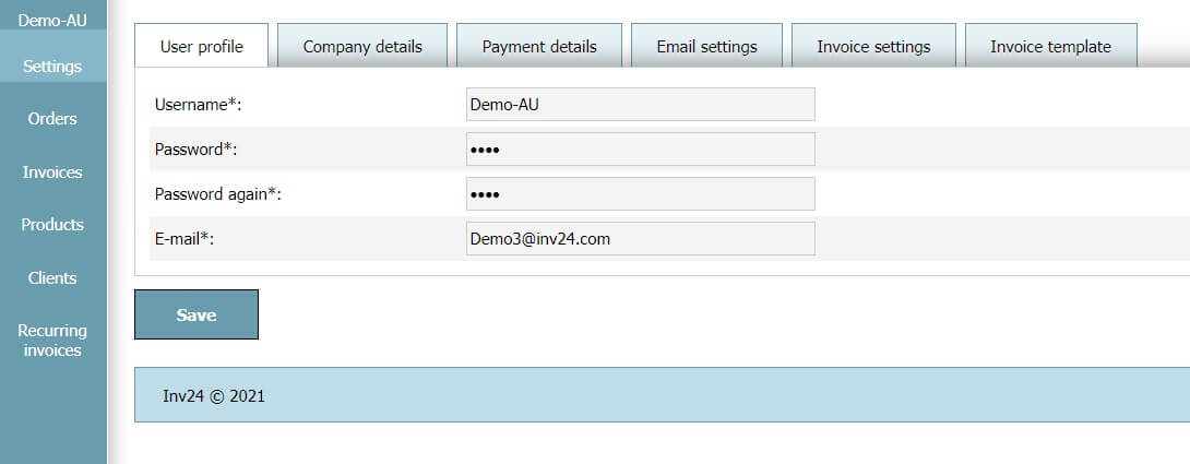 User Profile - Settings