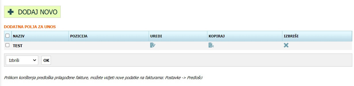 Dodatna polja za unos Dodatna polja za unos