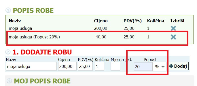 Kako izraditi fakturu s popustom Kako izraditi fakturu s popustom