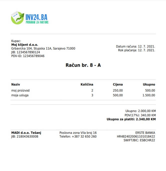 Primjer PDF fakture: Primjer PDF fakture: