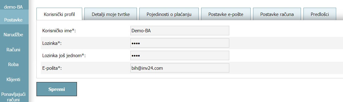 Korisnički profil - Postavke Korisnički profil - Postavke