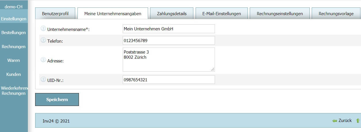 Benutzerprofil - Meine Unternehmensangaben Benutzerprofil - Meine Unternehmensangaben