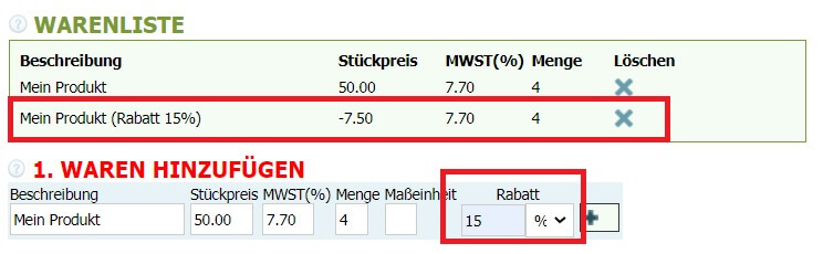 Wie Sie eine Rechnung mit Rabatt erstellen