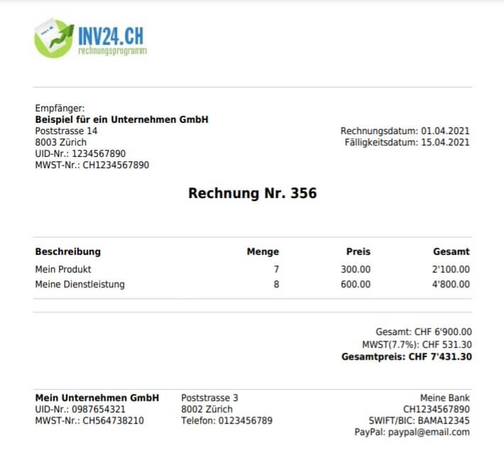 PDF-Rechnungsbeispiel: PDF-Rechnungsbeispiel: