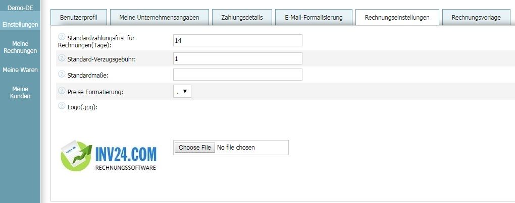 Rechnungseinstellungen Rechnungseinstellungen