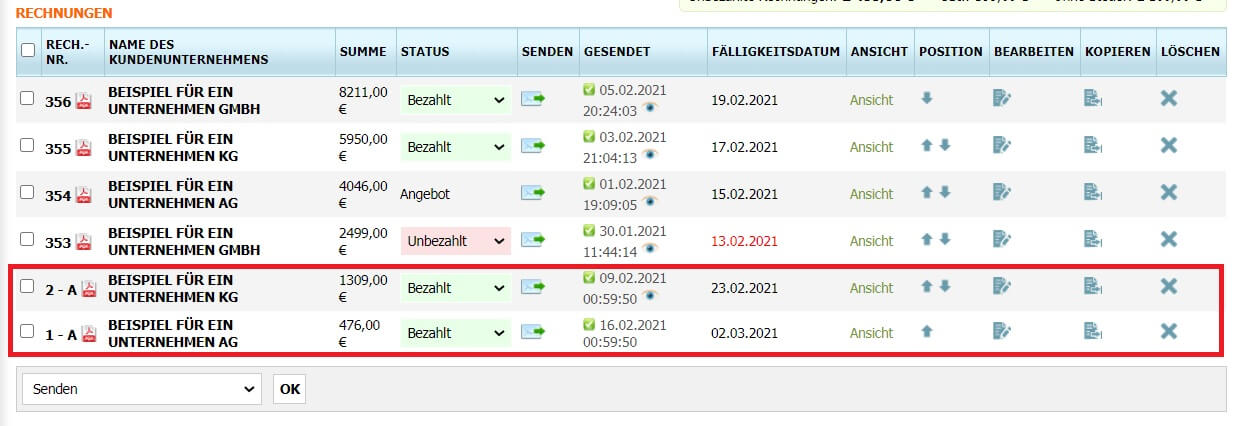 Wiederkehrende Rechnungen Wiederkehrende Rechnungen