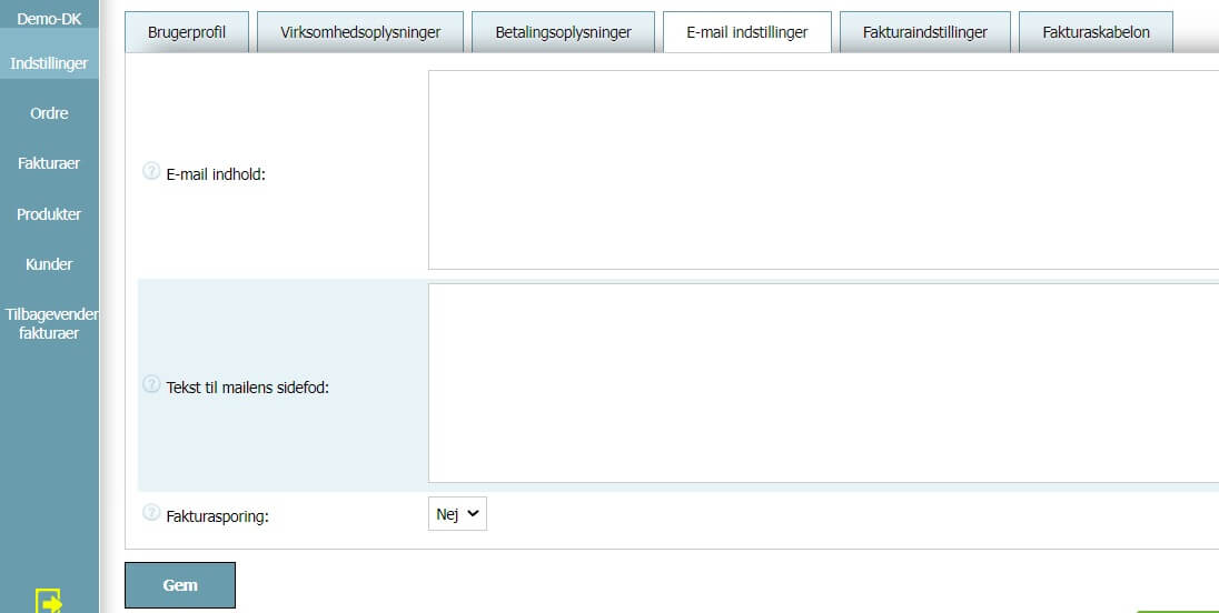 Brugerprofil - E-mail indstillinger Brugerprofil - E-mail indstillinger