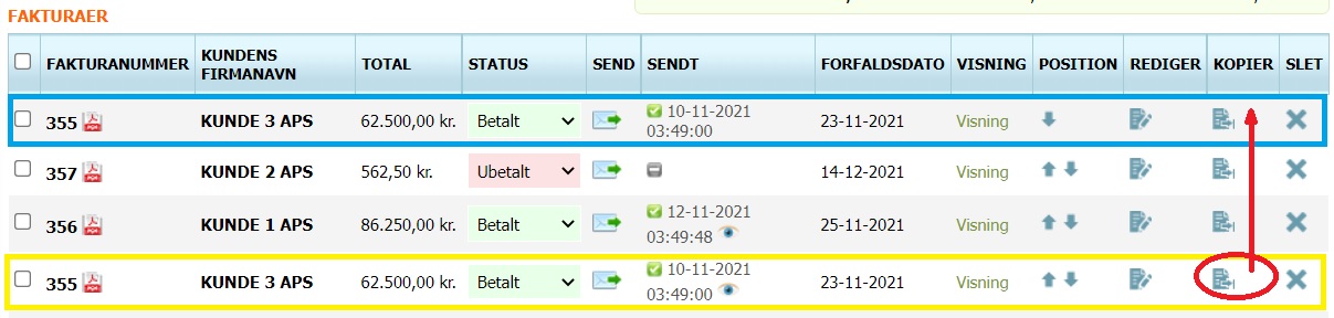 hvordan kopierer man faktura