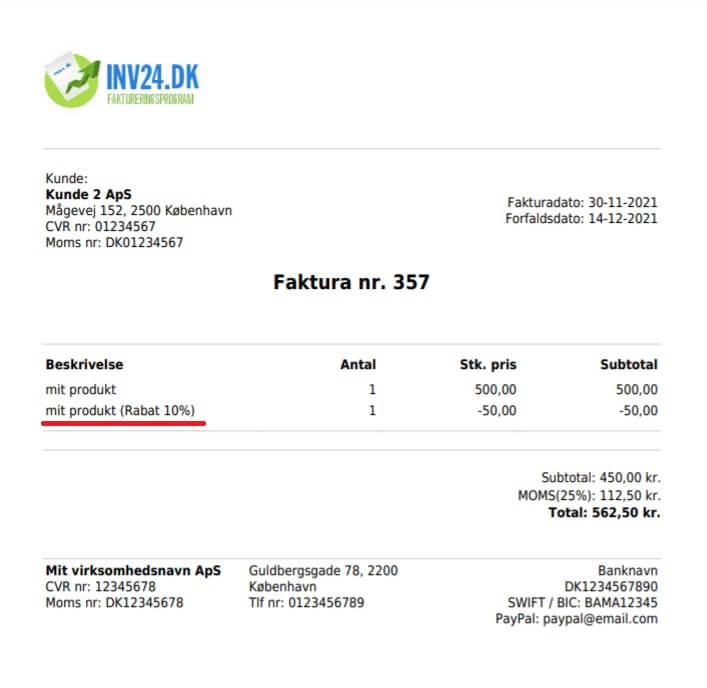 faktura med rabatter faktura med rabatter