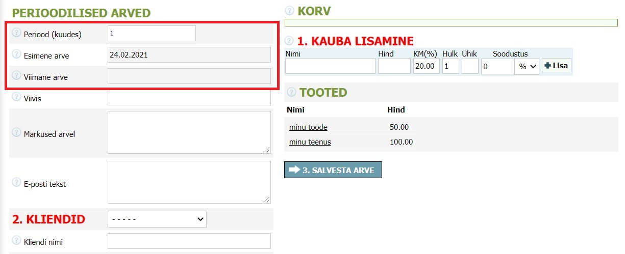 Kuidas koostada korduvaid arveid Kuidas koostada korduvaid arveid