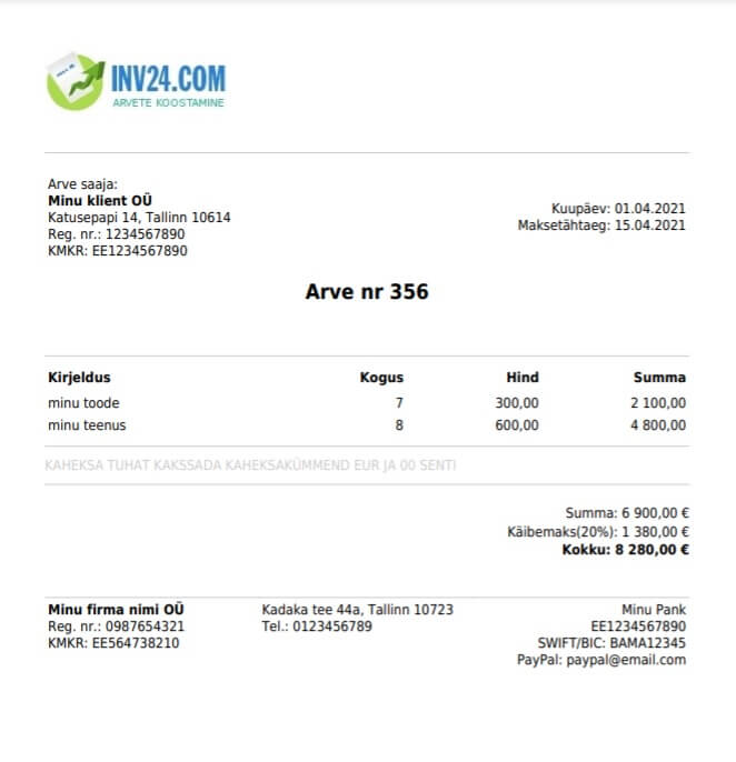 PDF arve näidis: PDF arve näidis: