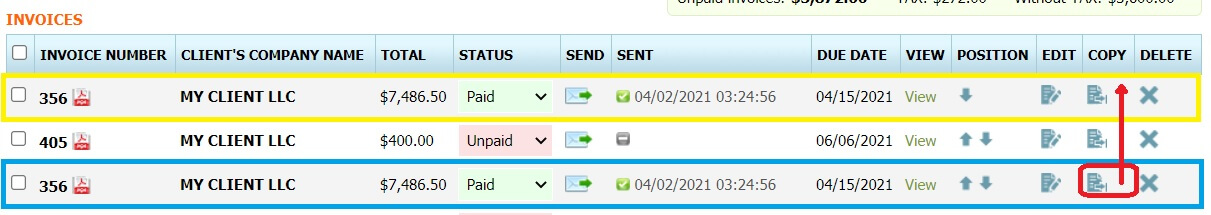 how to copy invoice