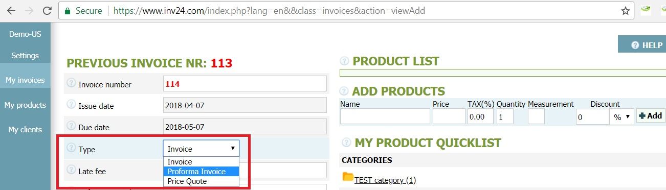 How to create a proforma invoice