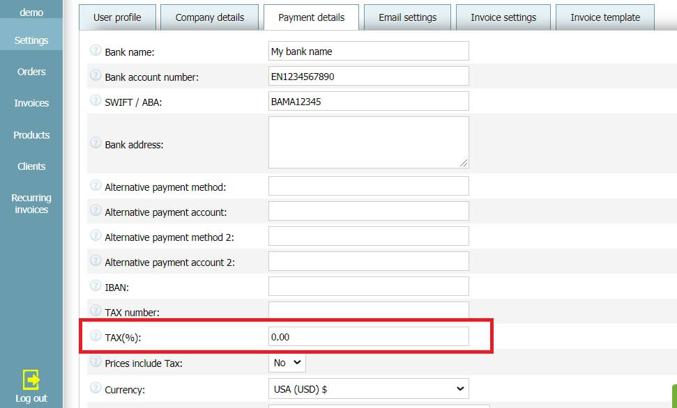 How to make an invoice without TAX