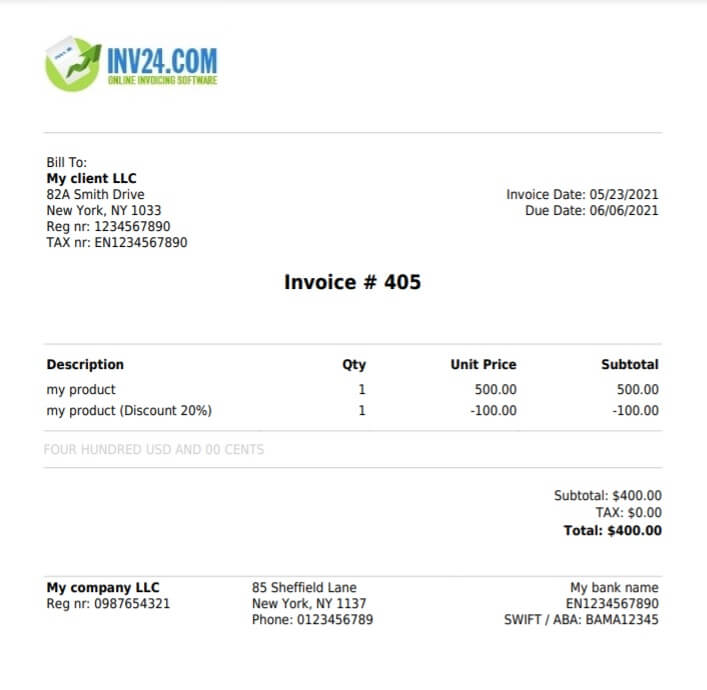 invoice with discounts