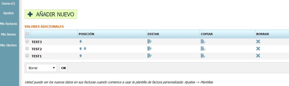 Valores adicionales Valores adicionales