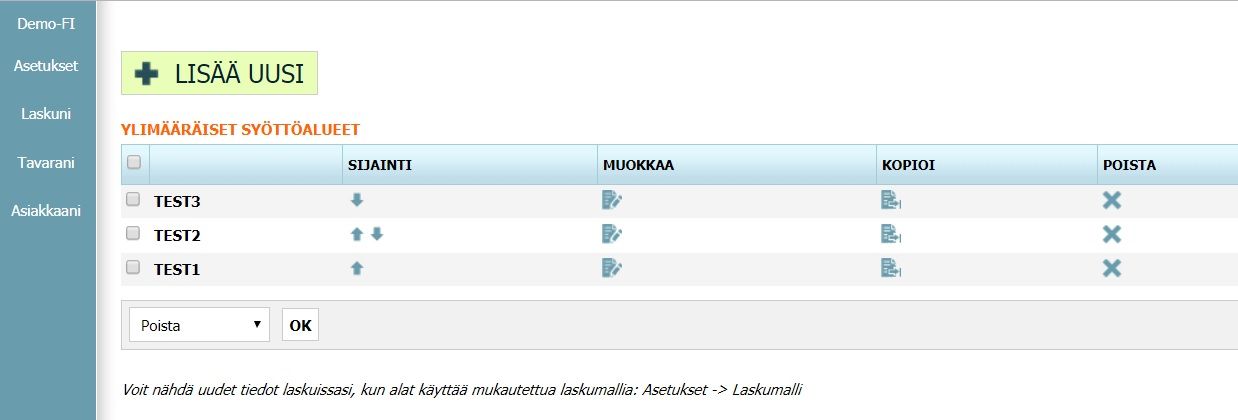 Ylimääräiset syöttöalueet Ylimääräiset syöttöalueet